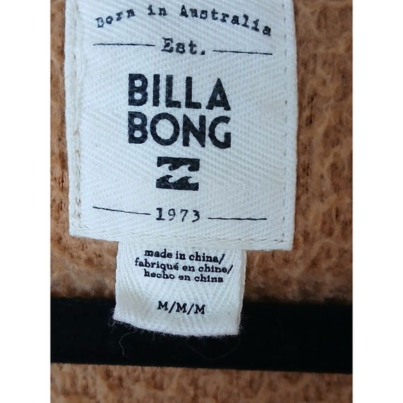 Billabong Sherpa Fleece Jacket Collar Button Front Tan Brown Women M - Picture 2 of 6